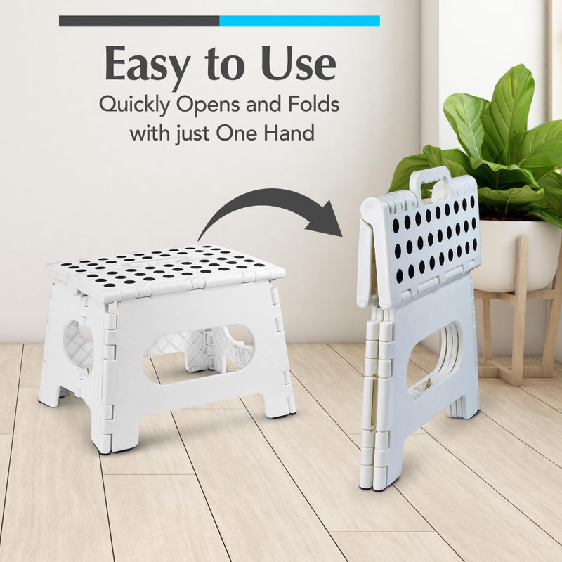 Handy Laundry Folding Lightweight Step Stool - Sturdy Enough to Support Adults and Safe Enough for Kids - Opens Easy with One Flip - Great for Kitchen, Bathroom or Bedroom (White - 9 Inch) - Image 3